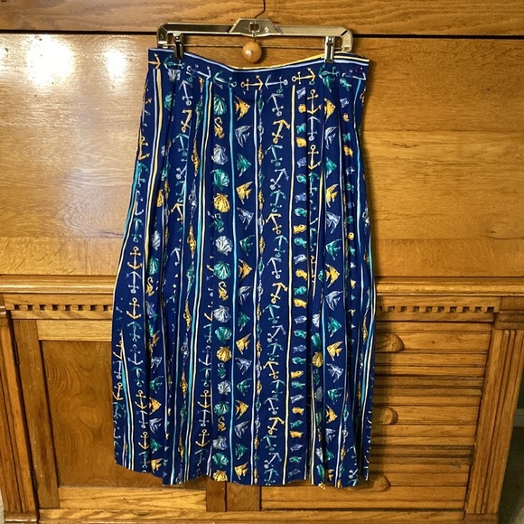 Pendleton Dresses & Skirts - Pendleton Vintage Nautical Novelty Print Rayon Pleated Midi Skirt Grandmacore 16